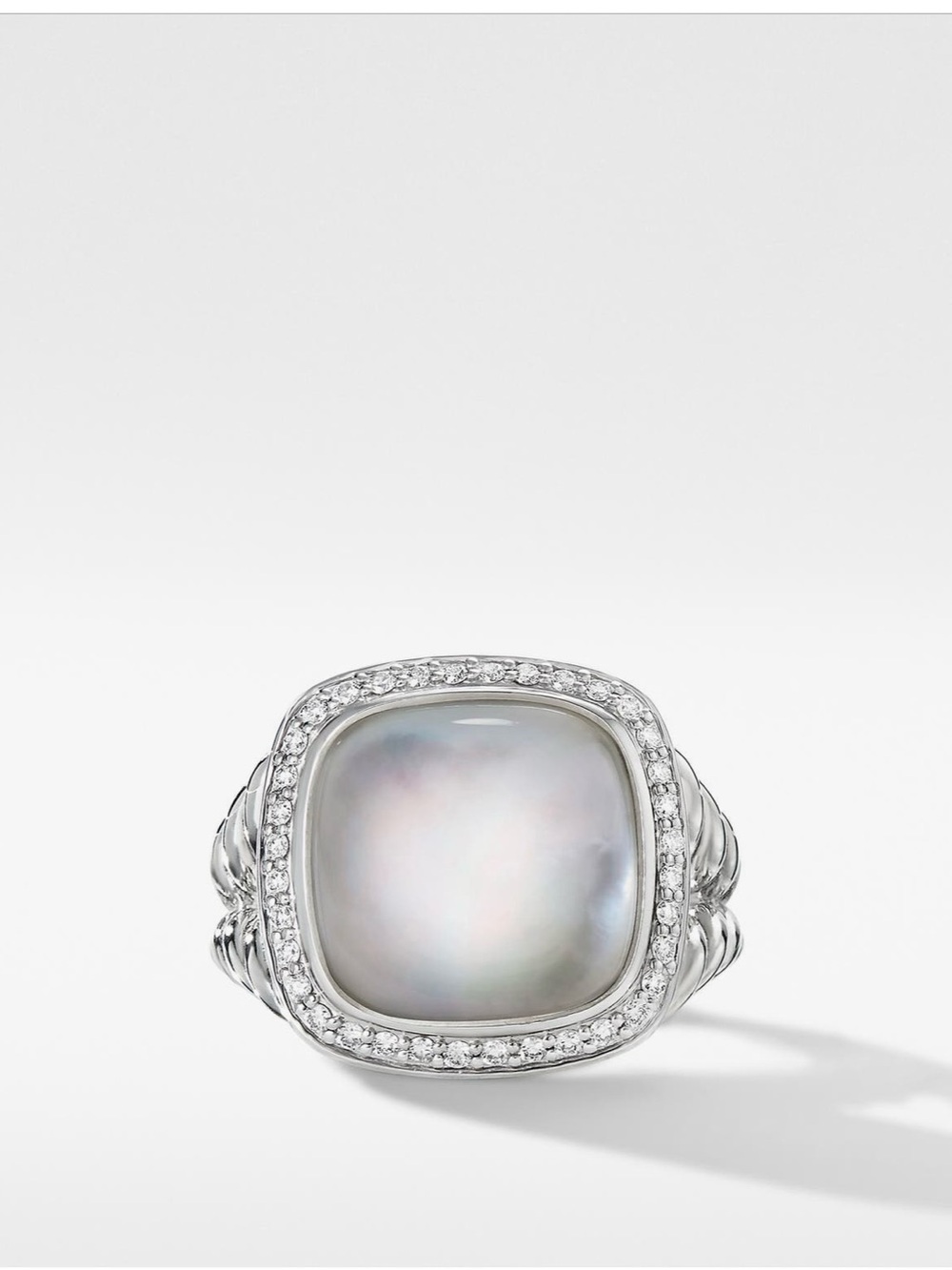 David Yurman Sterling Silver Albion ring with moon quartz and diamonds Size 7.5